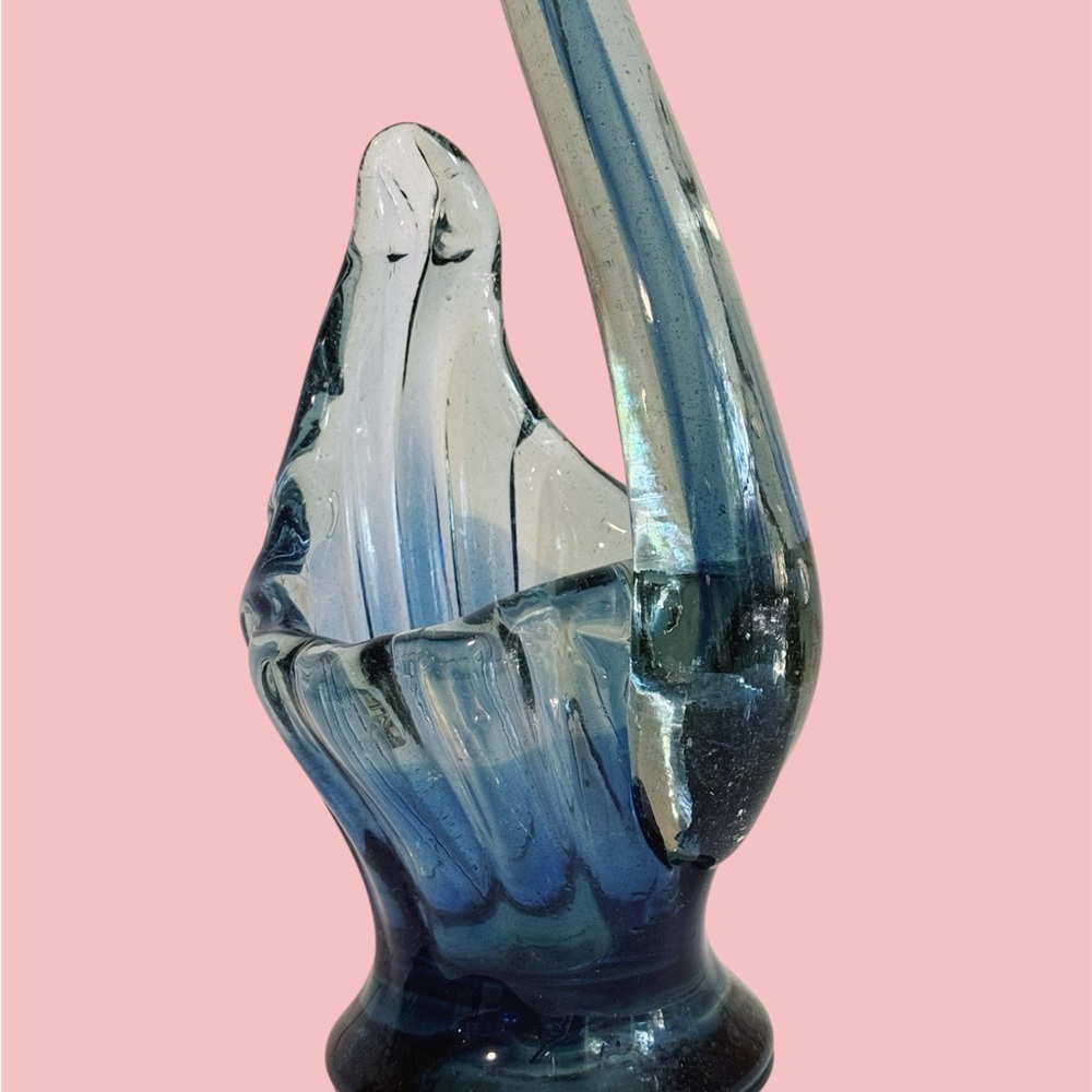 Murano style hand blown blue swan vase - Picture 6 of 7